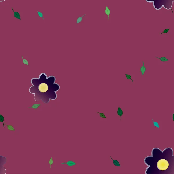 Flores Con Hojas Fondo Sin Costuras Ilustración Vectorial — Archivo Imágenes Vectoriales