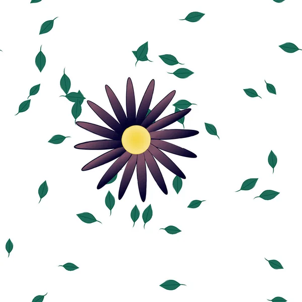 Fleurs Avec Feuilles Fond Sans Couture Illustration Vectorielle — Image vectorielle