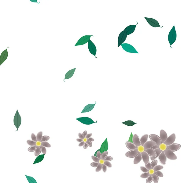 Flowers Leaves Seamless Background Vector Illustration — Stock Vector