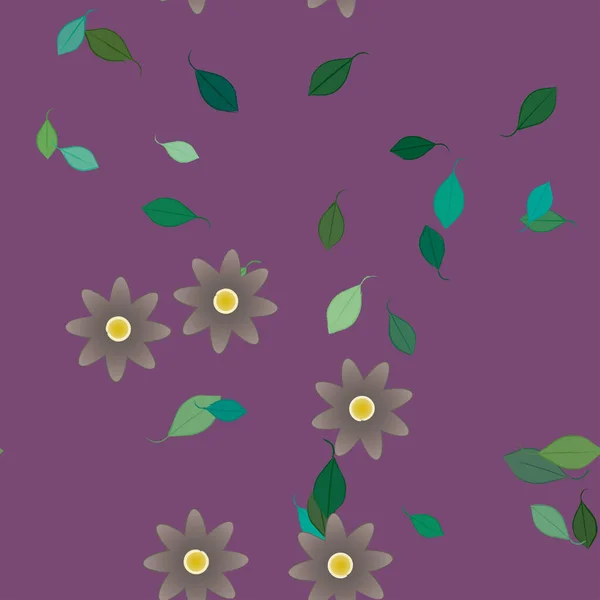 Fleurs Avec Feuilles Fond Sans Couture Illustration Vectorielle — Image vectorielle