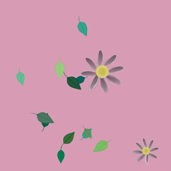 Flores Com Folhas Sem Costura Fundo Ilustração Vetorial —  Vetores de Stock