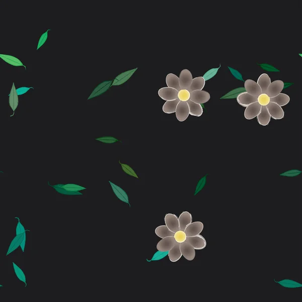 Flores Con Hojas Fondo Sin Costuras Ilustración Vectorial — Vector de stock