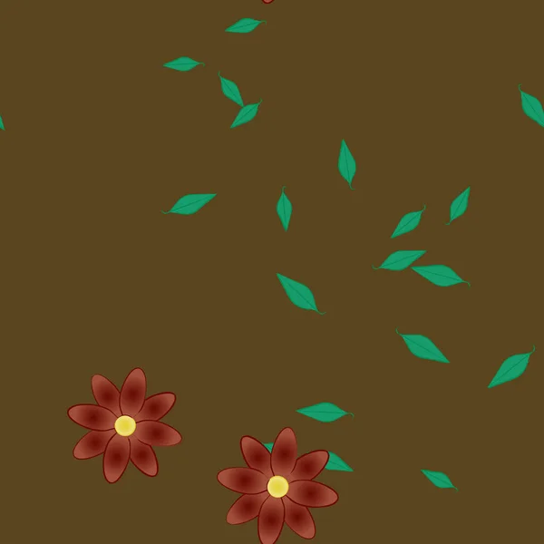 Flores Con Hojas Fondo Sin Costuras Ilustración Vectorial — Vector de stock