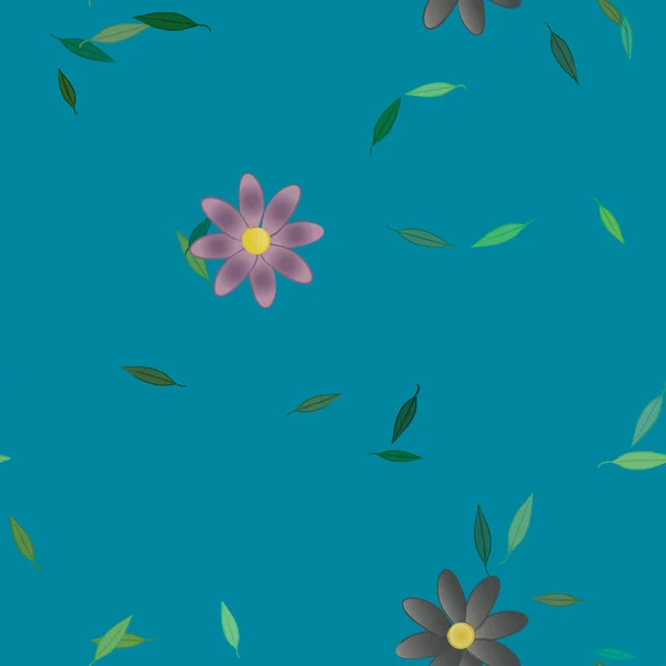 Flores Con Hojas Fondo Sin Costuras Ilustración Vectorial — Vector de stock