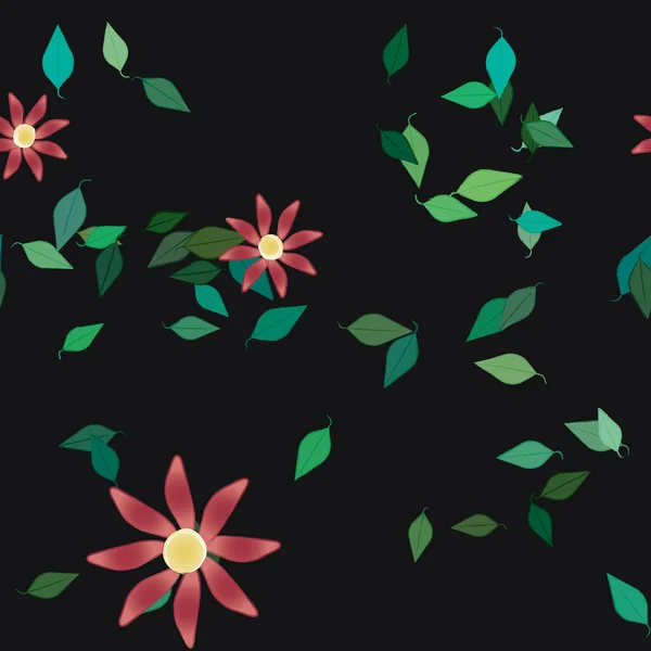 Flores Abstractas Hojas Fondo Sin Costura Ilustración Vectorial — Vector de stock