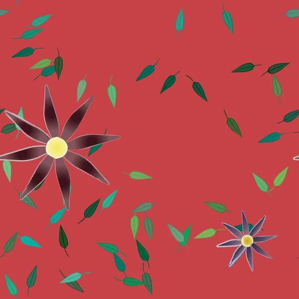 Flores Con Hojas Fondo Sin Costuras Ilustración Vectorial — Archivo Imágenes Vectoriales