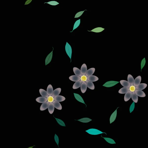 Kukat Lehdet Saumaton Tausta Vektori Kuva — vektorikuva