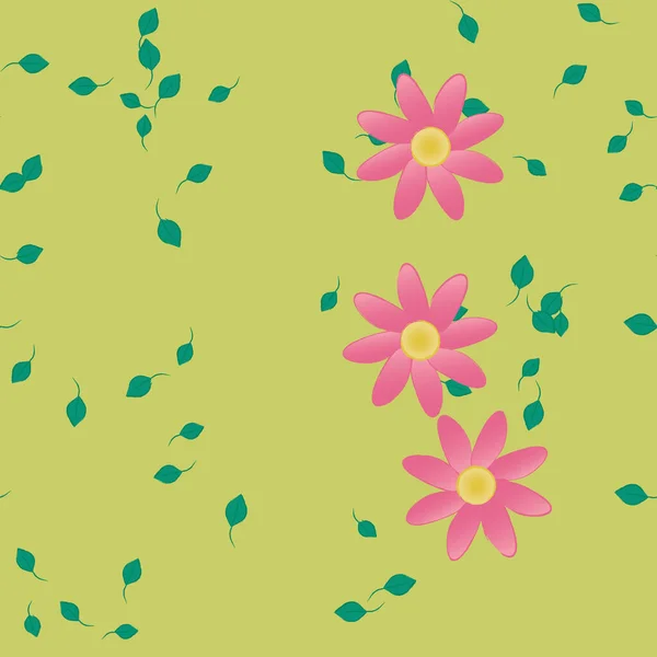 Flores Abstractas Hojas Fondo Sin Costura Ilustración Vectorial — Vector de stock