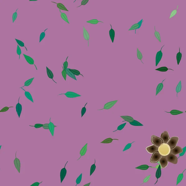 Flores Con Hojas Fondo Sin Costuras Ilustración Vectorial — Vector de stock