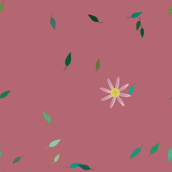 Flores Con Hojas Fondo Sin Costuras Ilustración Vectorial — Archivo Imágenes Vectoriales