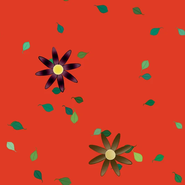 抽象花朵和叶子无缝背景 矢量插图 — 图库矢量图片