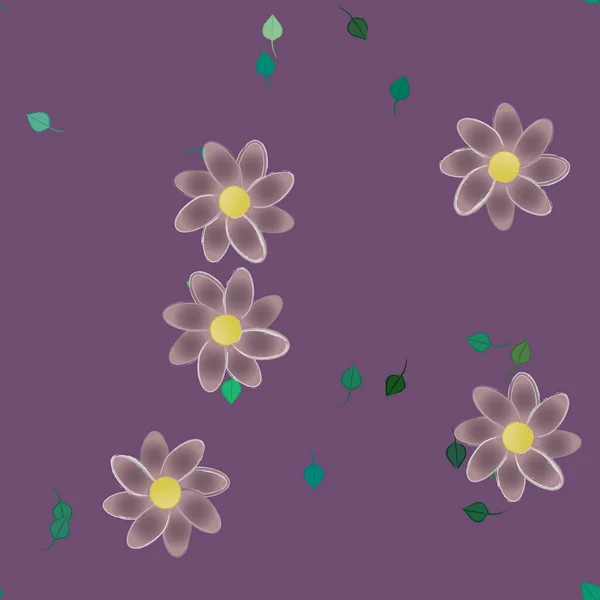 Flores Con Hojas Fondo Sin Costuras Ilustración Vectorial — Vector de stock