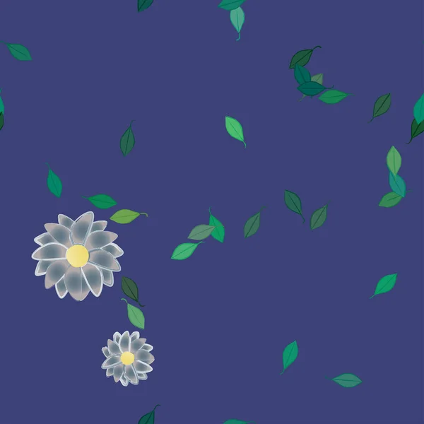 Flores Con Hojas Fondo Sin Costuras Ilustración Vectorial — Vector de stock