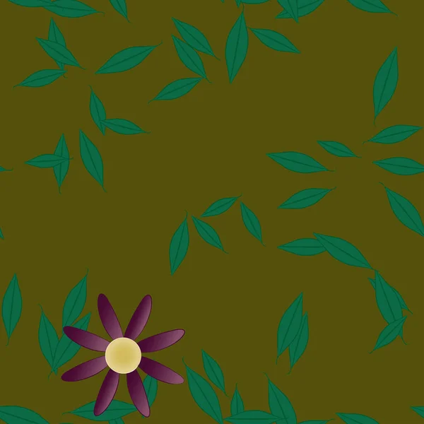 Flores Con Hojas Fondo Sin Costuras Ilustración Vectorial — Archivo Imágenes Vectoriales