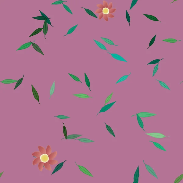 Flores Con Hojas Fondo Sin Costuras Ilustración Vectorial — Vector de stock