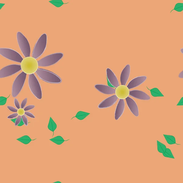 Flores Abstractas Hojas Fondo Sin Costura Ilustración Vectorial — Vector de stock