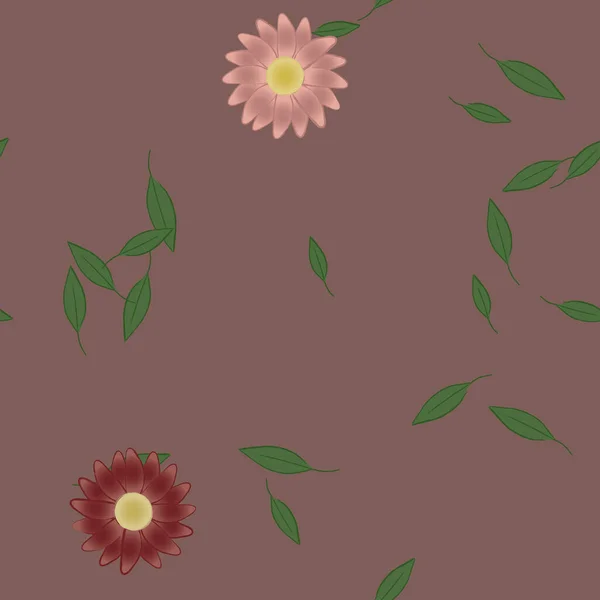 Flores Con Hojas Fondo Sin Costuras Ilustración Vectorial — Archivo Imágenes Vectoriales