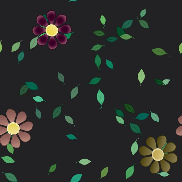 Flores Abstractas Hojas Fondo Sin Costura Ilustración Vectorial — Vector de stock