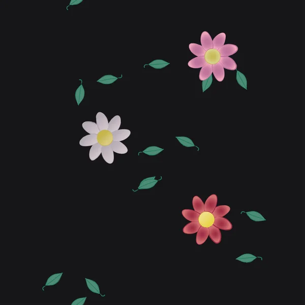 Elvont Virágok Levelek Zökkenőmentes Háttér Vektor Illusztráció — Stock Vector
