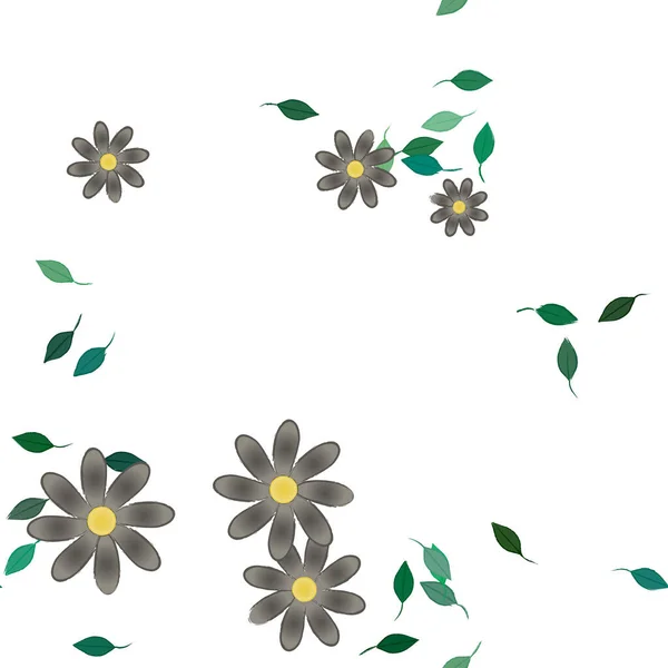 Flores Abstractas Hojas Fondo Sin Costura Ilustración Vectorial — Vector de stock