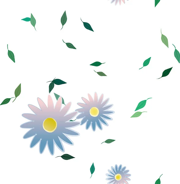 Fleurs Avec Feuilles Fond Sans Couture Illustration Vectorielle — Image vectorielle