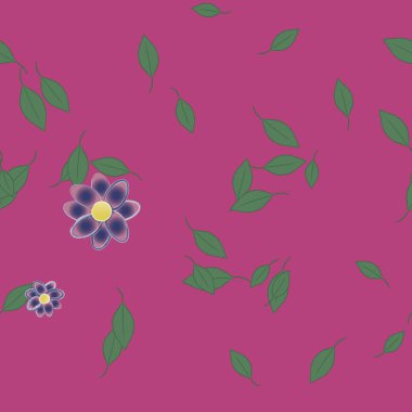 Yeşil yapraklı soyut çiçekler pürüzsüz desen, vektör çizimi