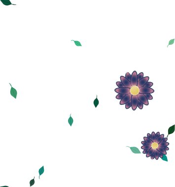 Yeşil yapraklı soyut çiçekler pürüzsüz desen, vektör çizimi