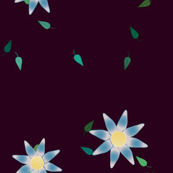 Fleurs Abstraites Avec Des Feuilles Vertes Motif Sans Couture Illustration — Image vectorielle