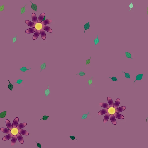 Flores Abstractas Con Hojas Verdes Patrón Sin Costura Ilustración Vectorial — Vector de stock