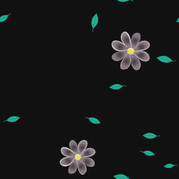 Fleurs Abstraites Avec Des Feuilles Vertes Motif Sans Couture Illustration — Image vectorielle