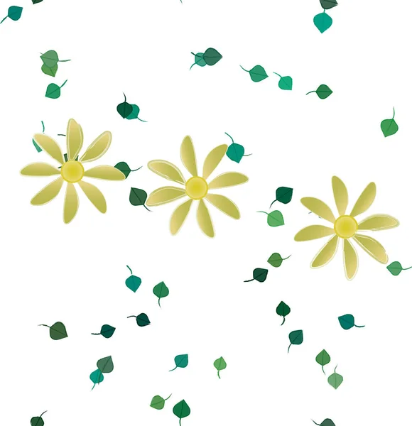 Flores Abstractas Con Hojas Verdes Patrón Sin Costura Ilustración Vectorial — Vector de stock