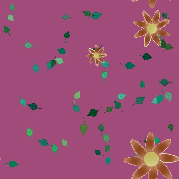 Fleurs Abstraites Avec Des Feuilles Vertes Motif Sans Couture Illustration — Image vectorielle