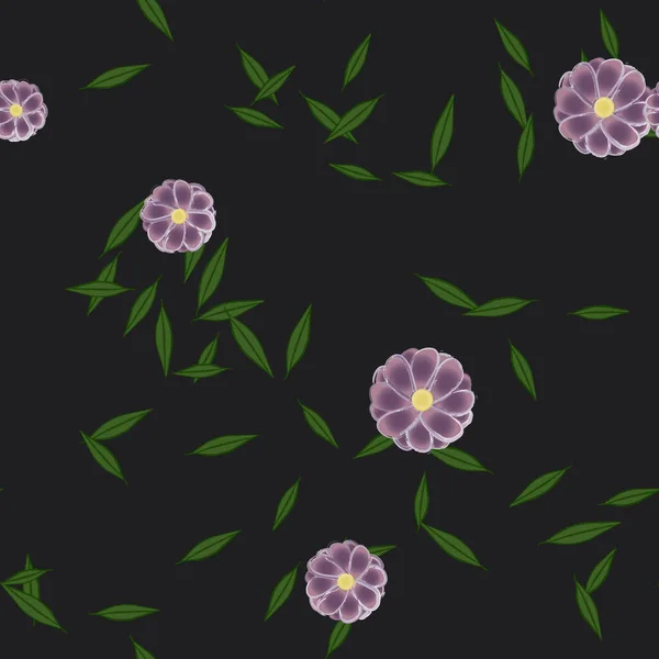 Fleurs Abstraites Avec Des Feuilles Vertes Motif Sans Couture Illustration — Image vectorielle