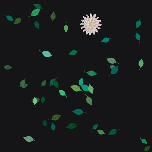 Flores Abstractas Con Hojas Verdes Patrón Sin Costura Ilustración Vectorial — Vector de stock