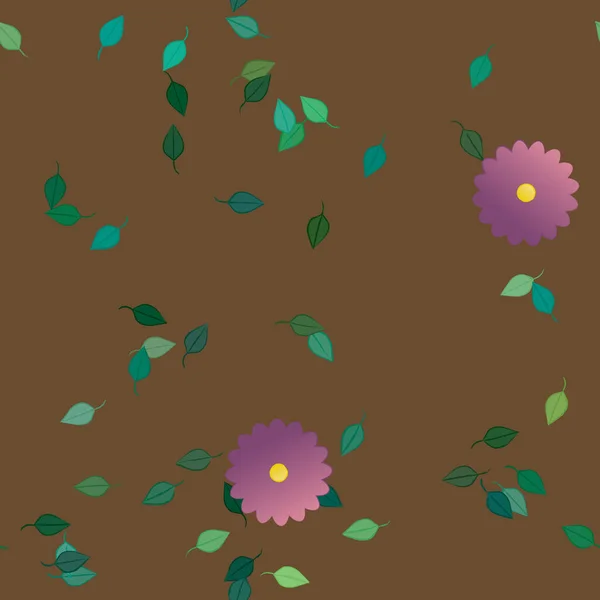 Fleurs Abstraites Avec Des Feuilles Vertes Motif Sans Couture Illustration — Image vectorielle