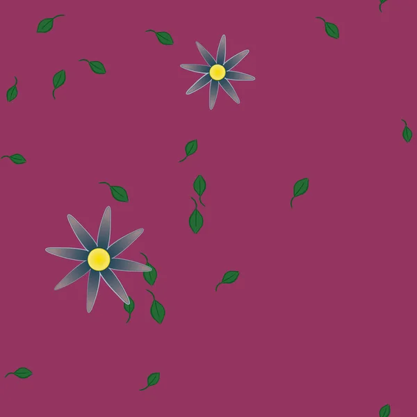 Fleurs Abstraites Avec Des Feuilles Vertes Motif Sans Couture Illustration — Image vectorielle