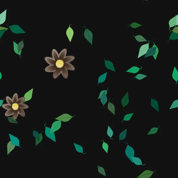 Fleurs Abstraites Avec Des Feuilles Vertes Motif Sans Couture Illustration — Image vectorielle