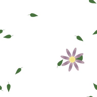 Yeşil yapraklı soyut çiçekler pürüzsüz desen, vektör çizimi