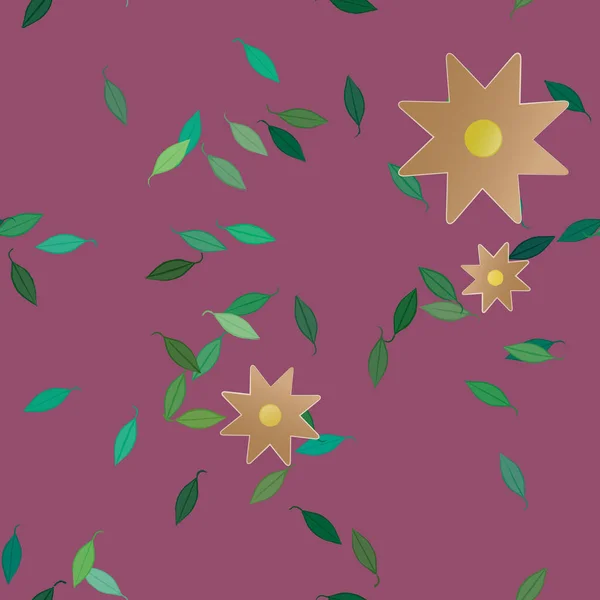 Fleurs Abstraites Avec Des Feuilles Vertes Motif Sans Couture Illustration — Image vectorielle