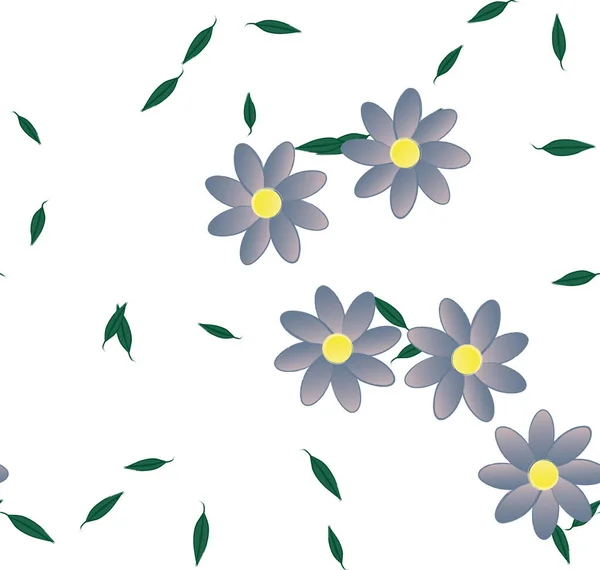 Flores Abstractas Con Hojas Verdes Patrón Sin Costura Ilustración Vectorial — Vector de stock