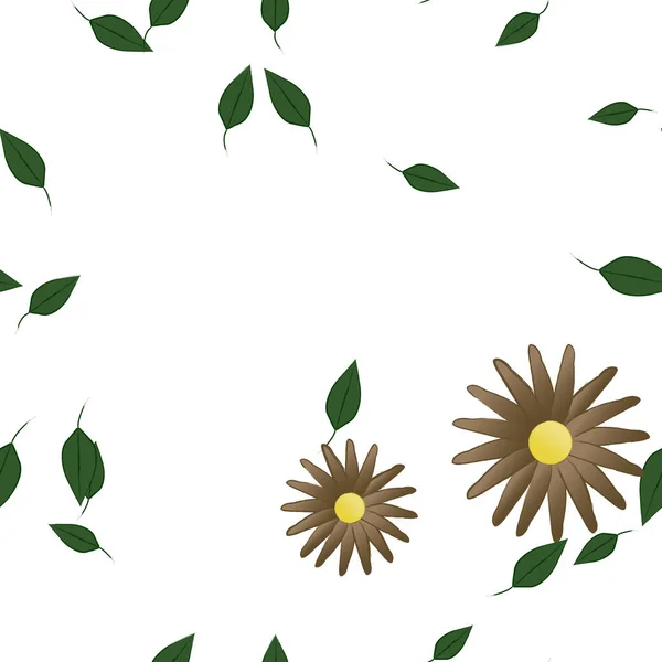 Fleurs Abstraites Avec Des Feuilles Vertes Motif Sans Couture Illustration — Image vectorielle