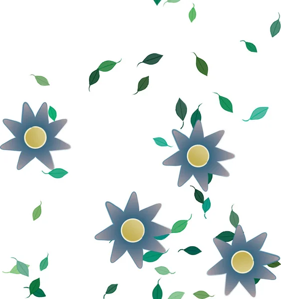 Fleurs Abstraites Avec Des Feuilles Vertes Motif Sans Couture Illustration — Image vectorielle