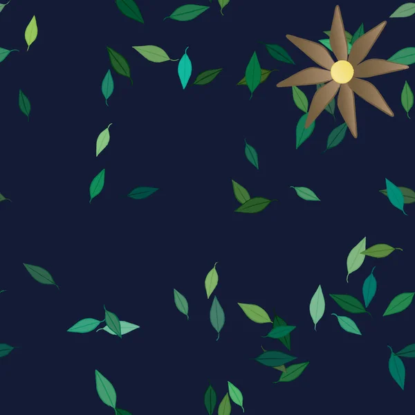 Flores Abstractas Con Hojas Verdes Patrón Sin Costura Ilustración Vectorial — Vector de stock