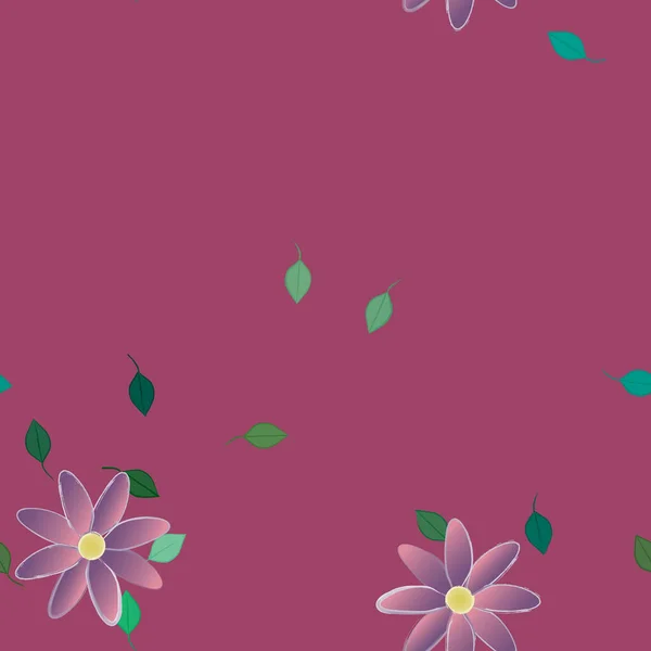 Flores Abstractas Con Hojas Verdes Patrón Sin Costura Ilustración Vectorial — Vector de stock