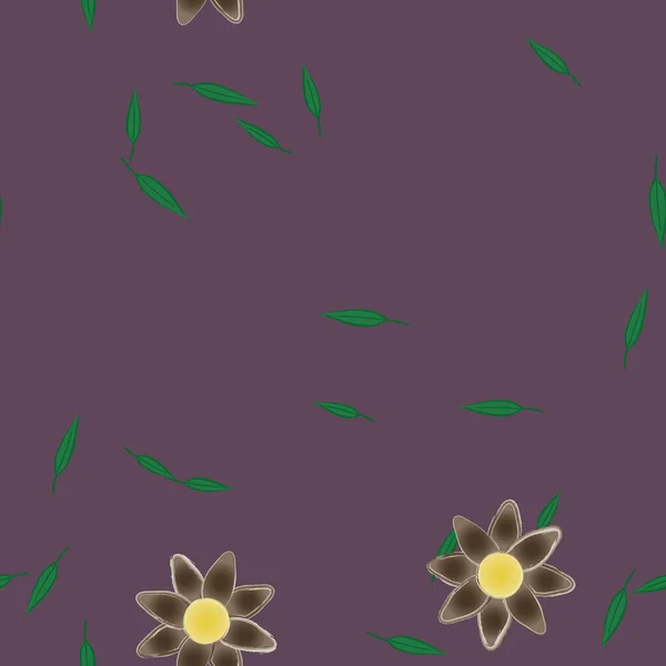 Flores Abstractas Con Hojas Verdes Patrón Sin Costura Ilustración Vectorial — Vector de stock