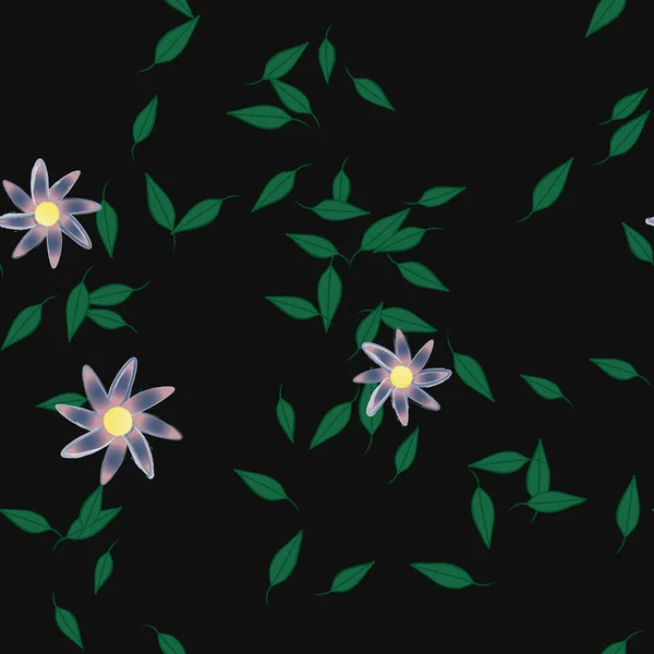 Fleurs Abstraites Avec Des Feuilles Vertes Motif Sans Couture Illustration — Image vectorielle