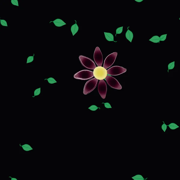 Flores Abstractas Con Hojas Verdes Patrón Sin Costura Ilustración Vectorial — Vector de stock