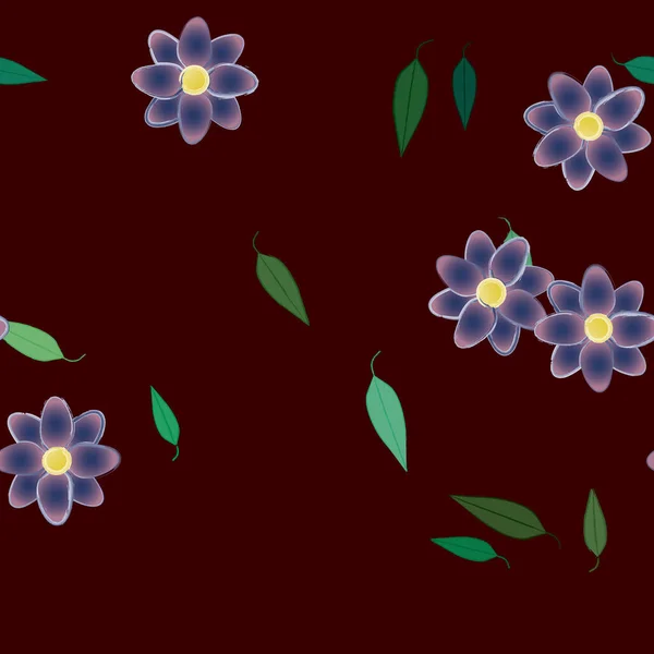 Fleurs Abstraites Avec Des Feuilles Vertes Motif Sans Couture Illustration — Image vectorielle