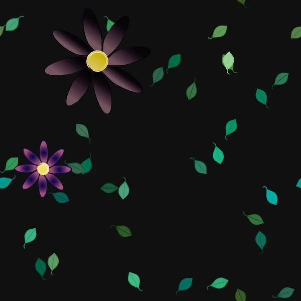 Fleurs Abstraites Avec Des Feuilles Vertes Motif Sans Couture Illustration — Image vectorielle