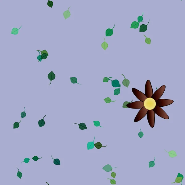 Flores Abstractas Con Hojas Verdes Patrón Sin Costura Ilustración Vectorial — Vector de stock